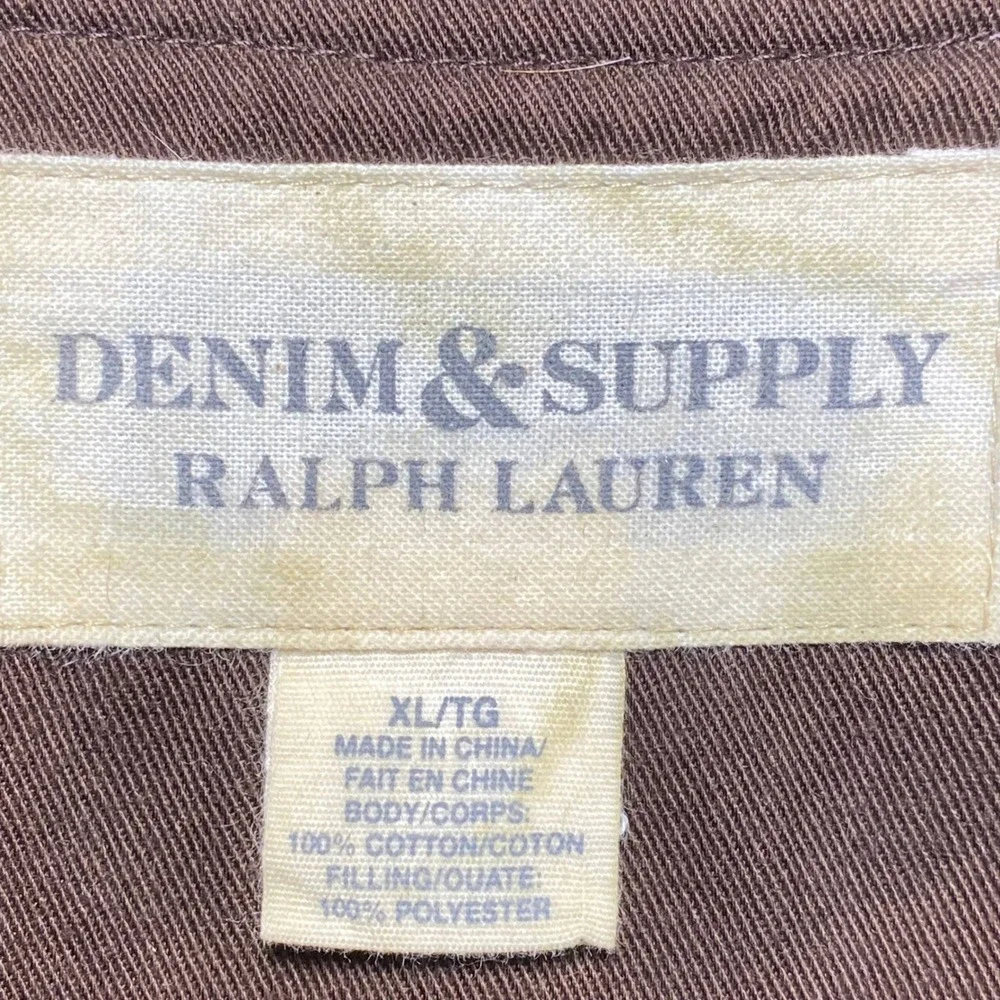 Denim Supply Ralph Lauren Plaid Quilted Vest Mens XL Red Black Buffalo Corduroy